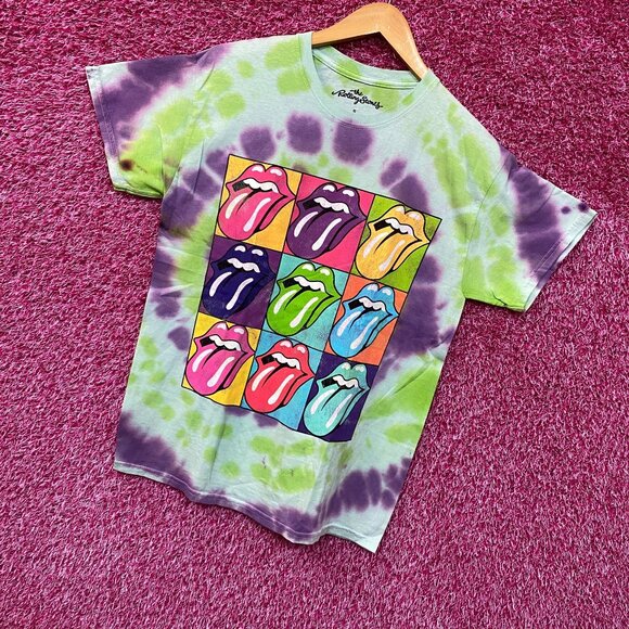 The Rolling Stones Hot Lips Art Tshirt Tie Dye tshirt size Small - Picture 3 of 4